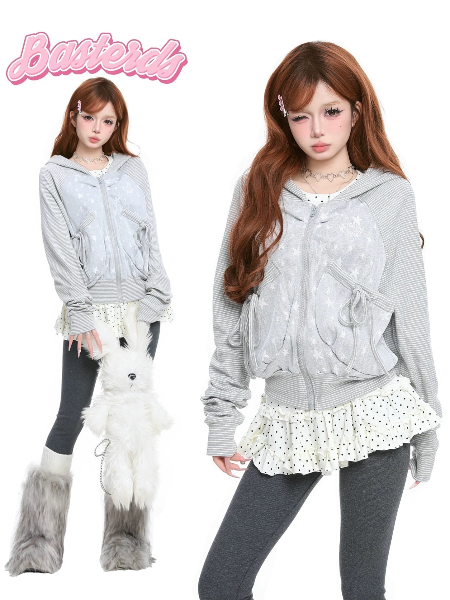 Starry Lace-up Cropped パーカー