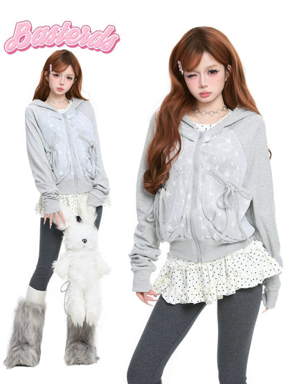 Starry Lace-up Cropped パーカー