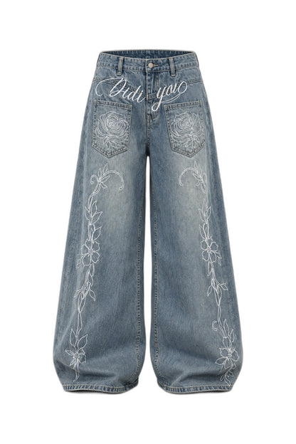Floral Embroidered Jeans