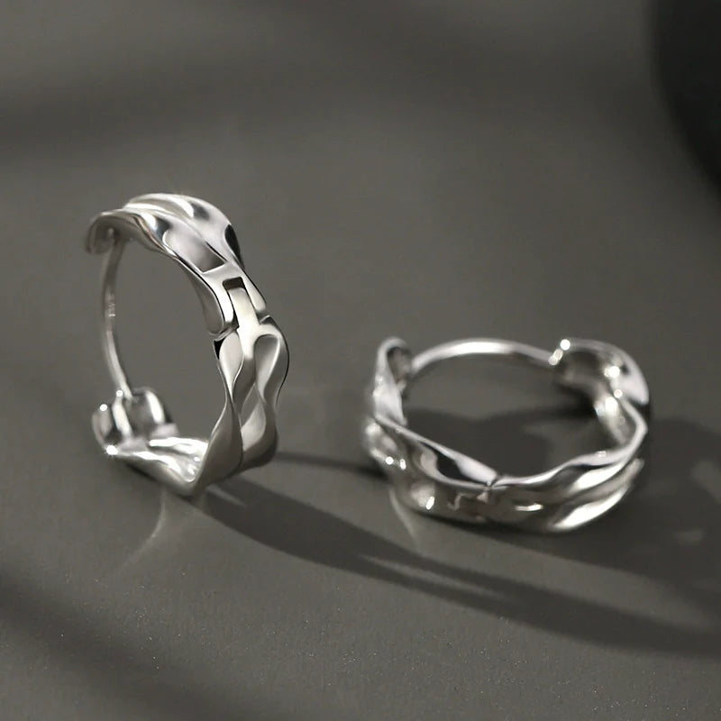 Wave Silver Hoop