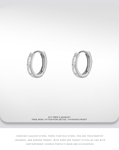 Sterling Silver Punk Minimalist Hoop Earrings