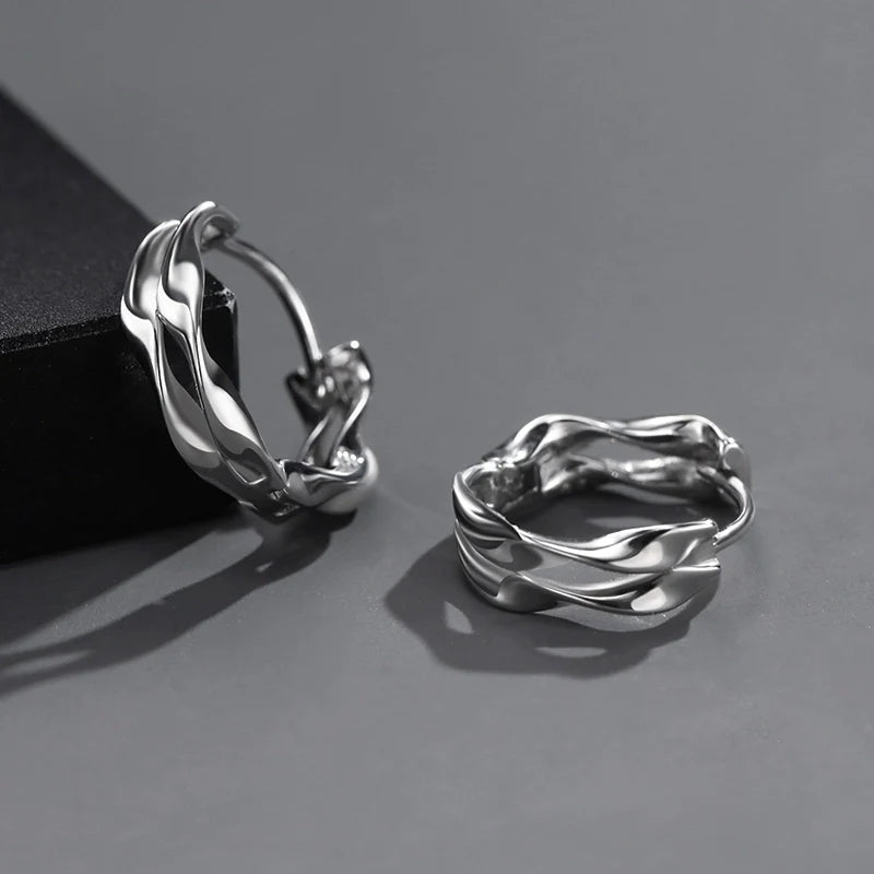 Wave Silver Hoop
