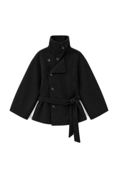 Belted High Collar Coat